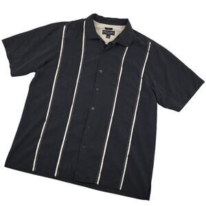 Pronto Uomo Men’s 100% Silk Button Up Shirt Sz Large Black Dressy Luxury